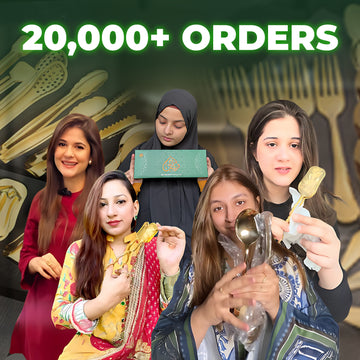 Rice & Curry Serving Spoons Set Golden Qareenay Manzil® Branded with 5 Year Warranty